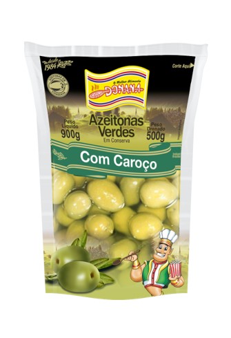 Azeitona Verde c/Caroço 500g sache