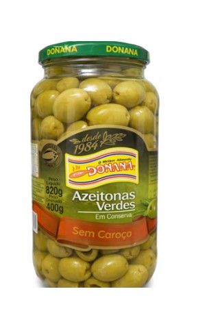 Azeitona verde sem caroço 400g vidro